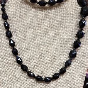 Vintage Western Germany Black beaded necklace 30"